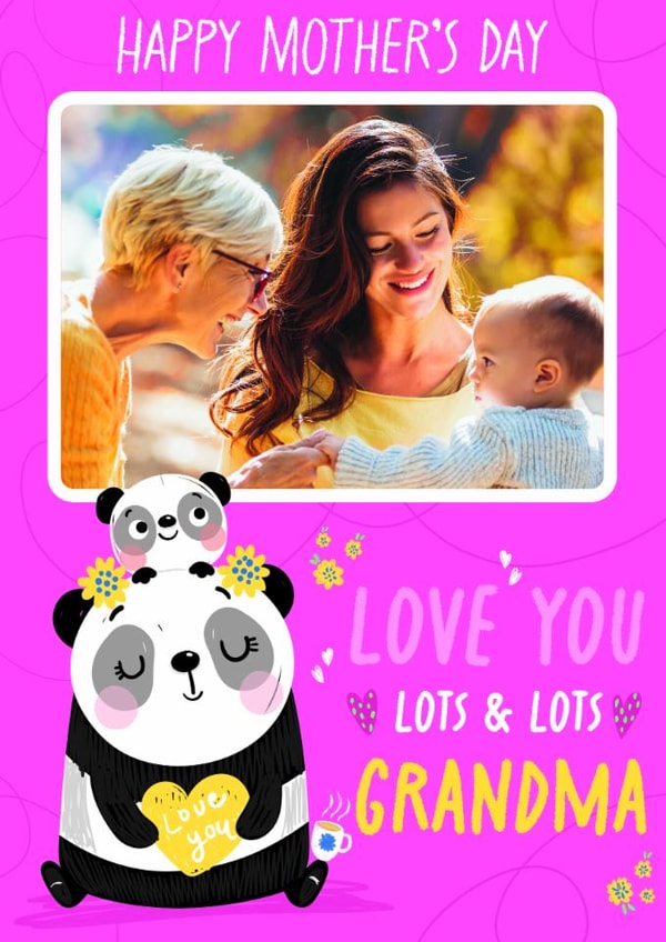 Cute Panda Mothers Day Card for Grandma - Sweet - Love You Lots Grandma created by Jennibdraws