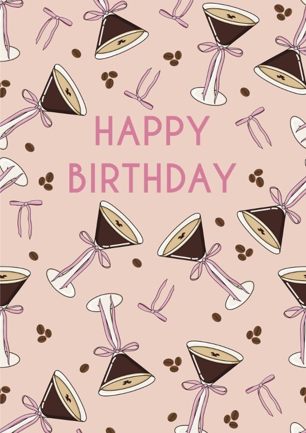 Cute Espresso Martini Ribbon Bow Birthday Card- For Her created by Abbie Shepherd
