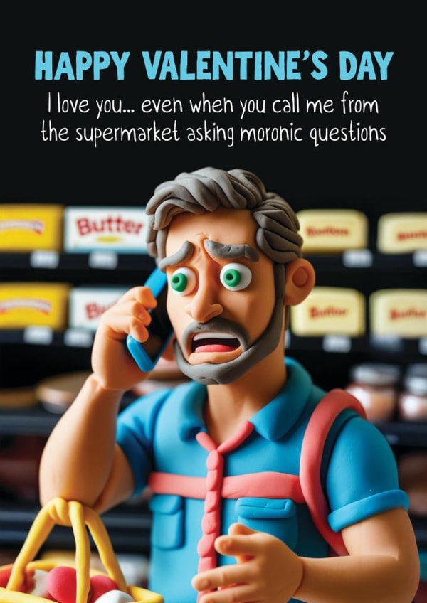 Funny Valentine's Card - For Him - The Useless Shopper created by Woody's Design