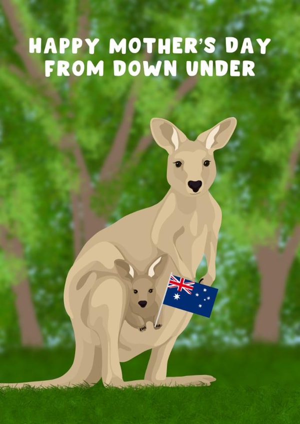 Cute Mother's Day Card - From Down Under - Kangaroo created by Pink Peach Cards