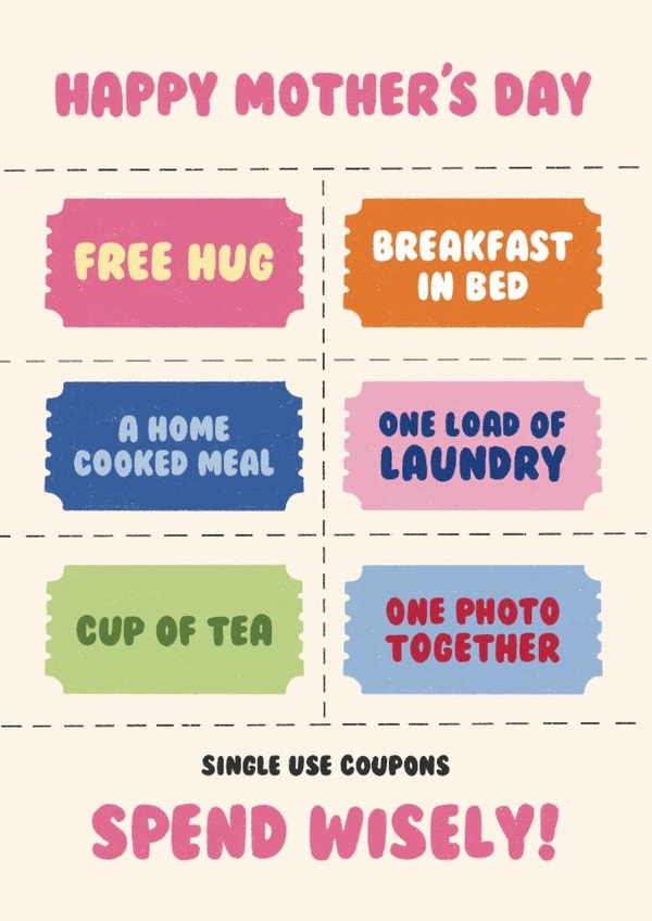 Cute Mother's Day Card - Coupons created by Ella Goddard