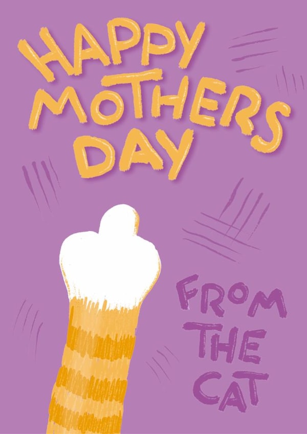 Funny Mother's Day Card - From The Cat - Middle Finger created by Rainfish Studio by Diane Pearse
