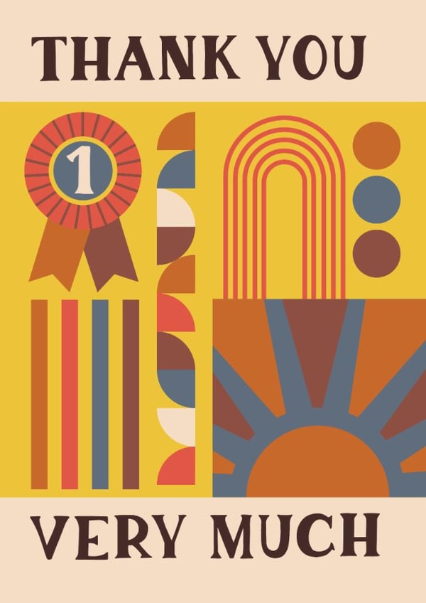 Arty Thank You Card - Thank You Very Much - Abstract Design created by Jessie Maeve Studio