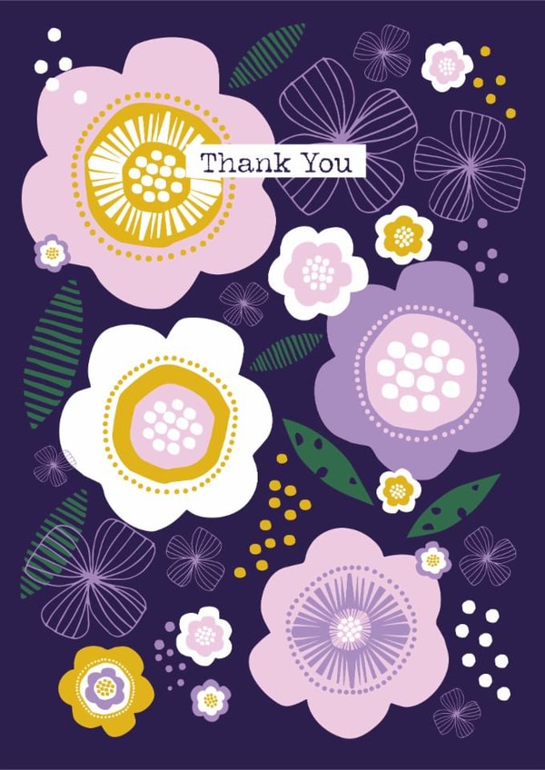 Pretty Thank You Card - Floral - Flowers created by Kath Watmough Designs