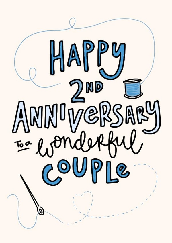 Cute Anniversary Card - 2nd Anniversary - Cotton created by Oops a doodle