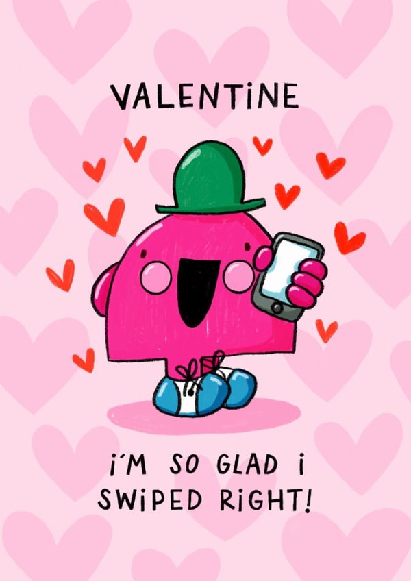 Cute Valentine's Day Card - Mr Men - Swiped Right created by Mr. Men