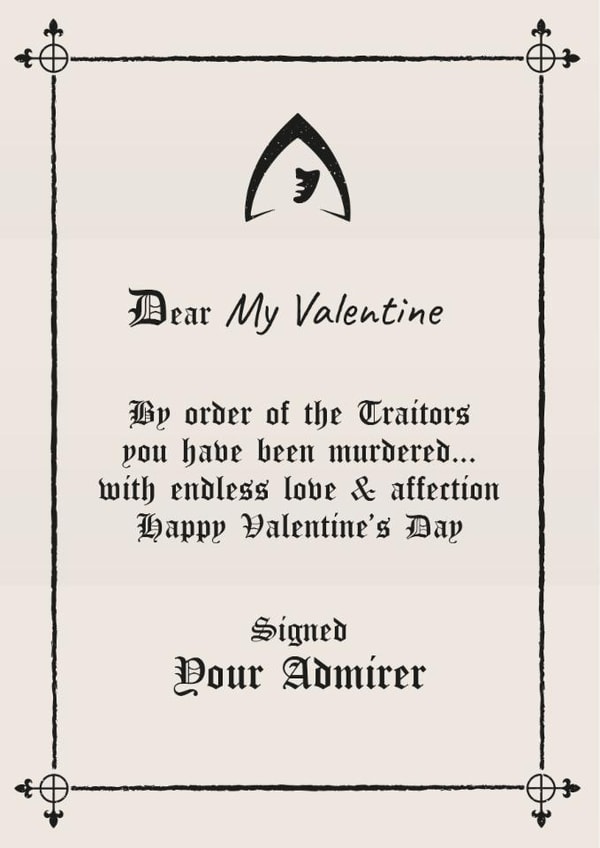 Funny Valentine's Day Card - By Order Of The Traitors created by Woody's Design