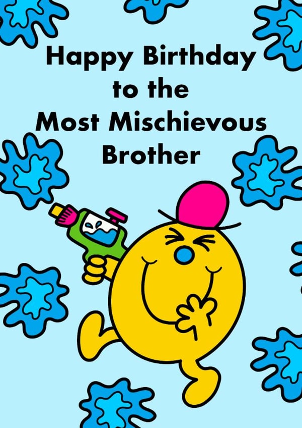 Fun Birthday Card - For Him - The Most Mischievous Brother created by Mr. Men