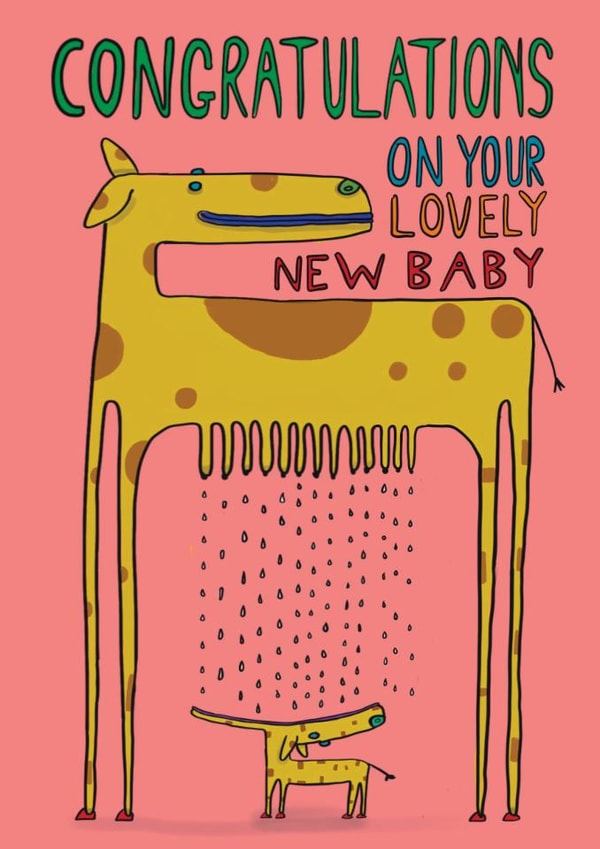 Funny New Baby Card - Gender Neutral - Animal Feeding created by OBJECTABLES