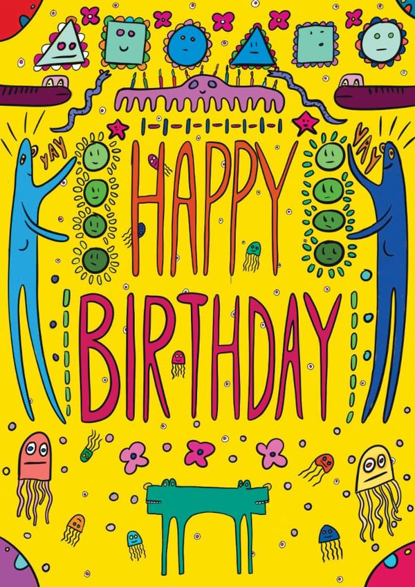 Cute Birthday Card - Colourful - Jelly People created by OBJECTABLES