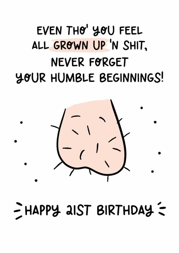 Funny 21st Birthday Card - Hairy Balls - For Him created by Lyndsay Moon