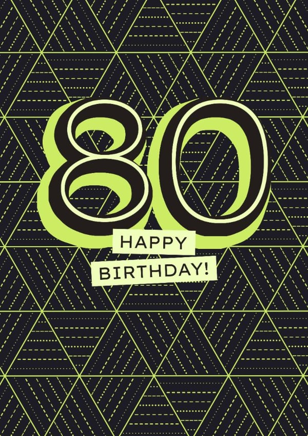 Classic Birthday Card - 80th - Geometric created by Evie Garnett Designs