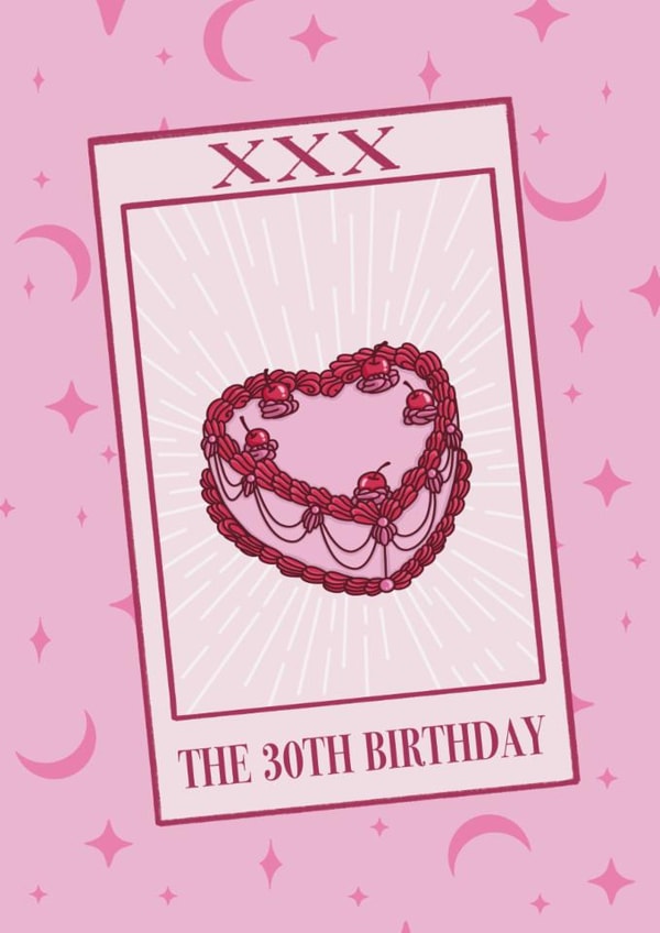 30th Birthday Heart Cake - Tarot Card - Pink Pastel Cute created by Keely Graham