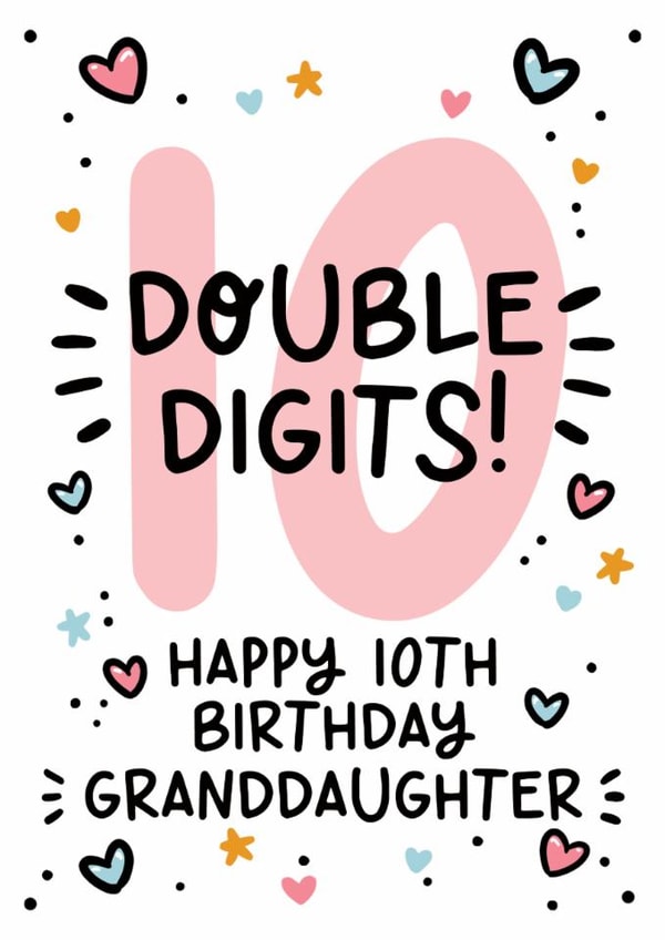 Cute 10th Birthday Card - 10th - For Granddaughter created by Lyndsay Moon