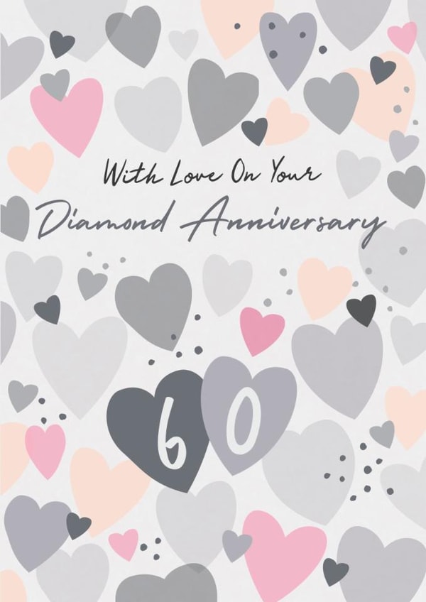Classic Anniversary Card - 60th - Diamond - Hearts created by Laura Darrington Design Ltd.