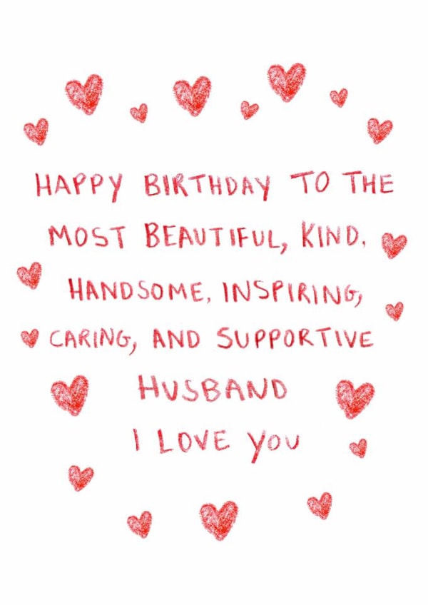 Heartfelt Birthday Card - For Husband - Hearts created by HCD Illustration