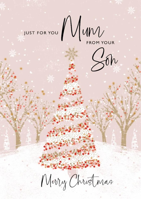 Classic Christmas Card - For Mum - From Son - Merry Christmas created by Rebecca Prinn