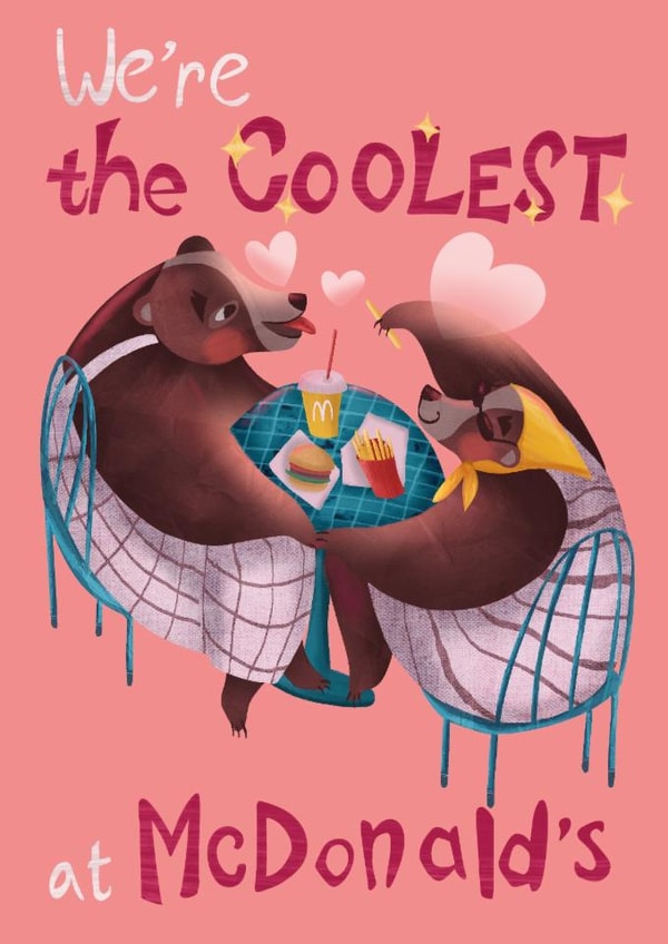 Cute Valentine's Day Card - Date at McDonald’s - We're the coolest at McDonald’s created by Polina Beliaeva