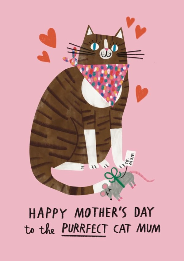 Cute Mother's Day Card - From the Cat - Purrfect Cat Mum created by Alice Mole Illustration