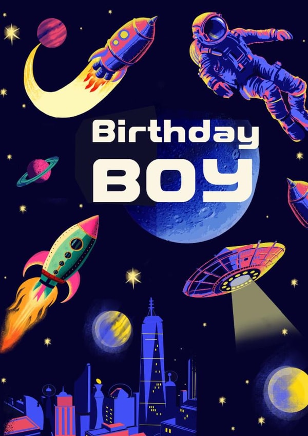 Classic Birthday Card - Birthday Boy - Space created by Rocket68