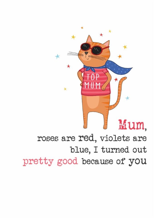 Cute Mother's Day Card - Top Mum Cat - I Turned Out Pretty Good created by Dandelion Stationery