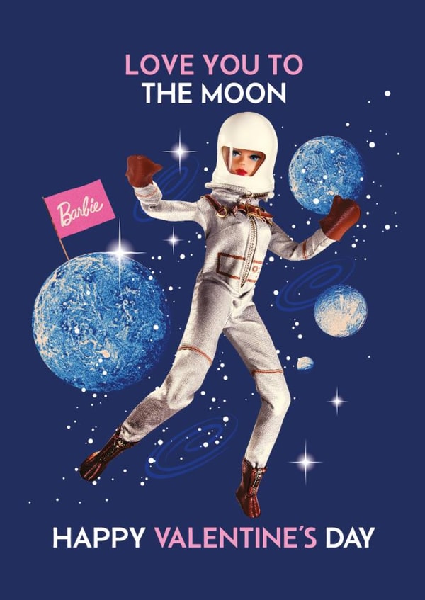 Barbie Astronaut Valentine’s Day Card - Love You To The Moon – Nostalgia created by Danilo