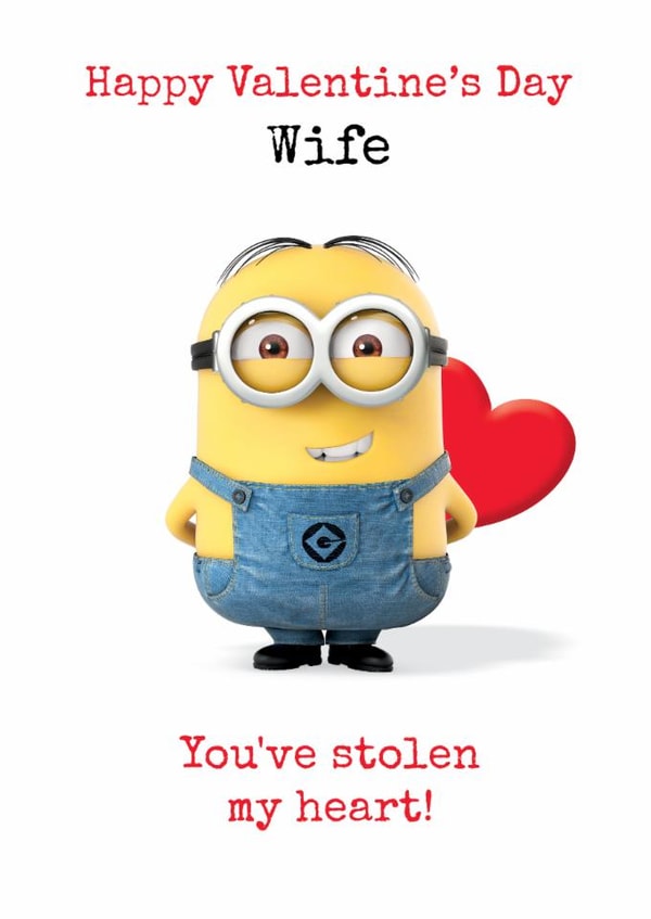 Cute Minions Valentine’s Day Card - For Wife - ‘You’ve Stolen My Heart’ created by Danilo