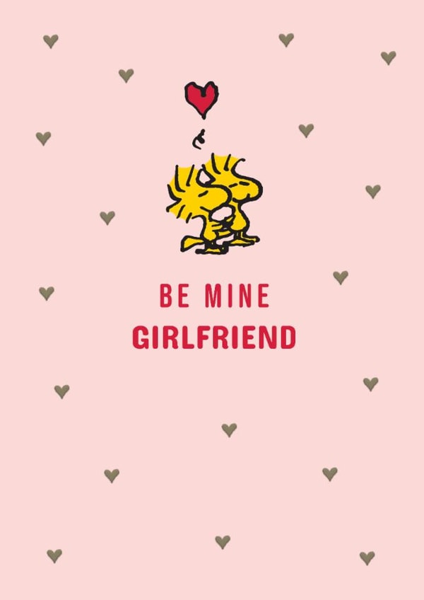 Cute Be Mine Woodstock Valentine's Day Card – For Girlfriend – Peanuts – Snoopy created by Danilo