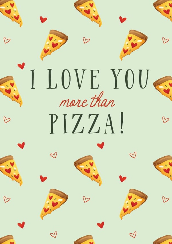 Fun Valentines Day Card with Pizza and Hearts created by Ann-Sophie D'hollander Illustration