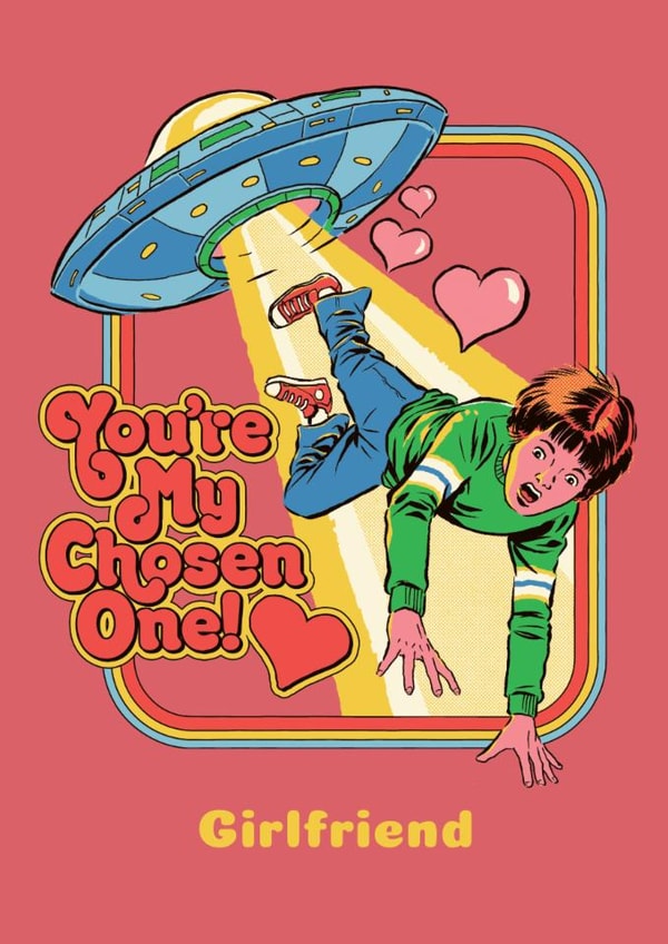 Funny Retro Alien Abduction Valentine's Day Card for Girlfriend created by Danilo
