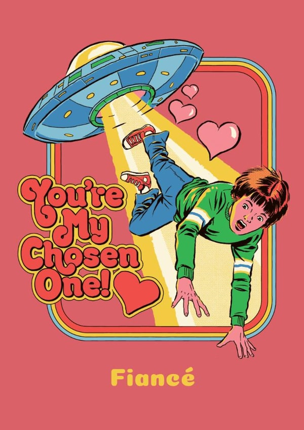 Funny Retro Alien Abduction Valentine's Day Card for Fiancé created by Danilo