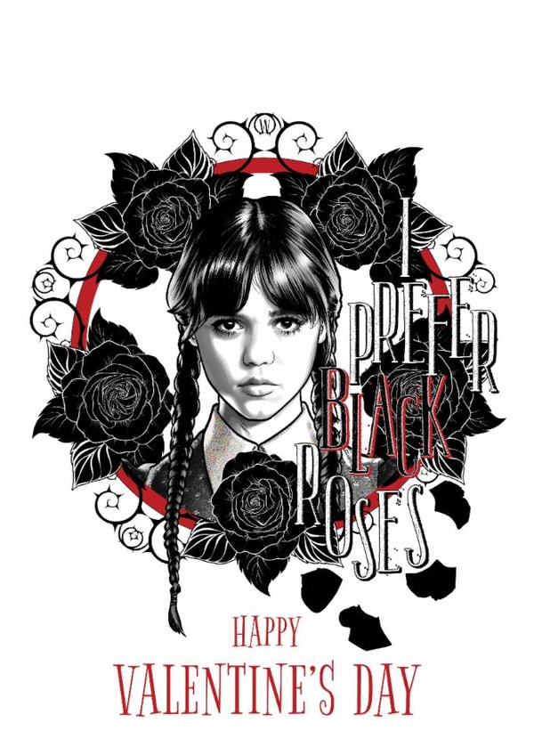 Gothic Wednesday Addams Valentine's Day Card created by Danilo