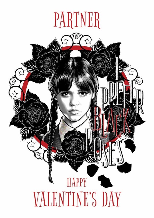 Gothic Wednesday Addams Valentine's Day Card for Partner created by Danilo