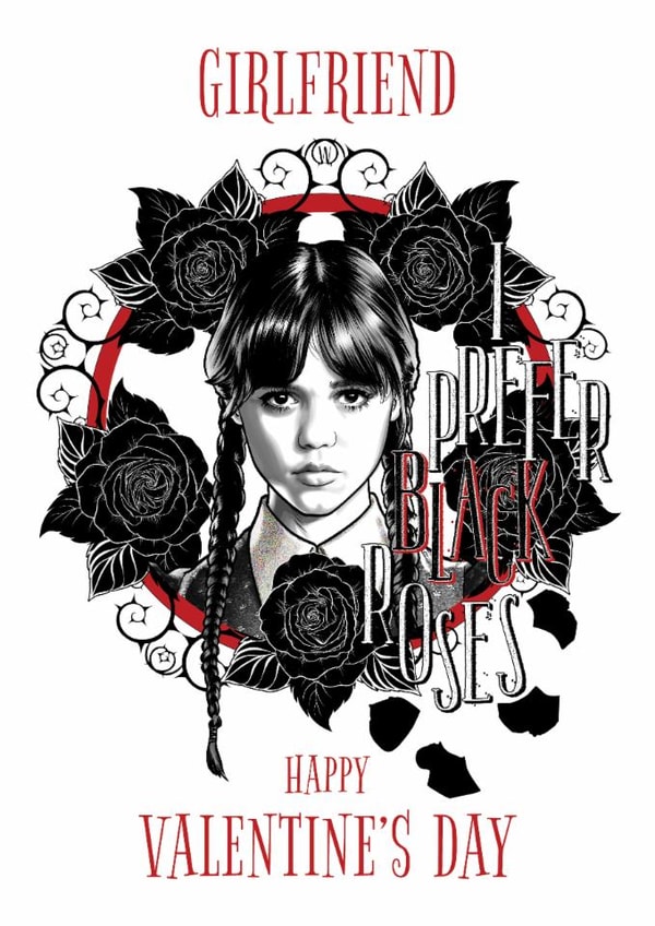 Gothic Wednesday Addams Valentine's Day Card for Girlfriend created by Danilo
