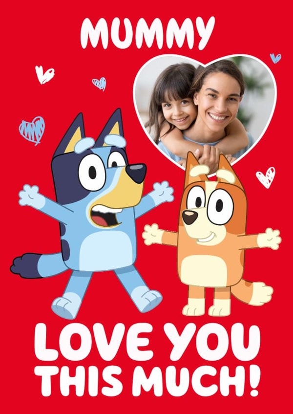 Cute 'Love You' Personalised Bluey Valentine's Day Photo Card for Mummy created by Danilo
