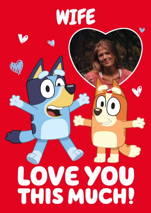 Cute 'Love You' Personalised Bluey Valentine's Day Photo Card for Wife created by Danilo