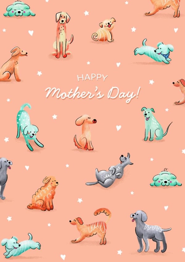Cute Mother's Day Card - Dogs - Hearts & Stars created by Evie Garnett Designs