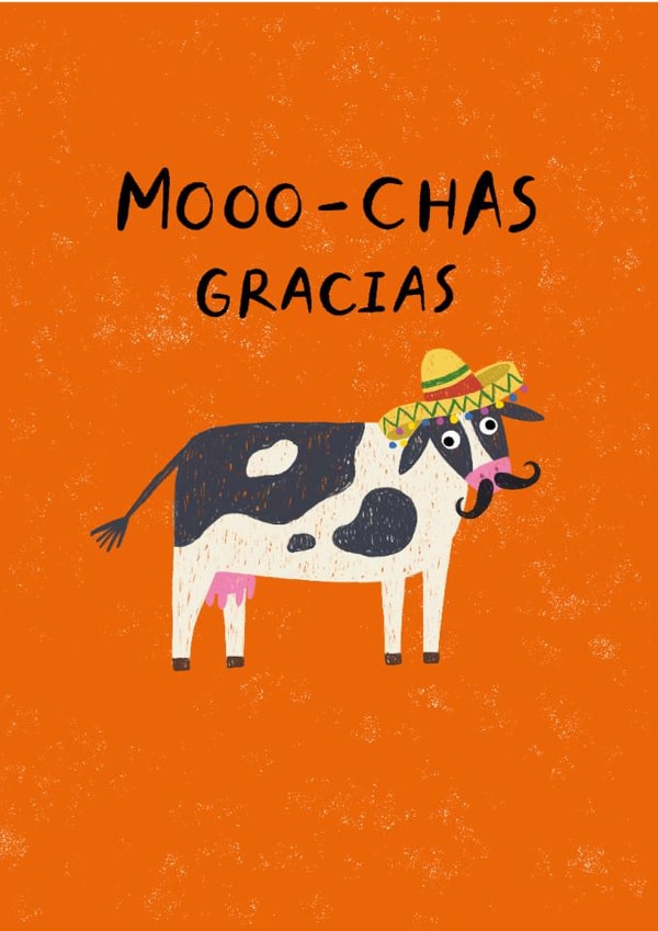 Funny Thank You Card - Moo-Chas Gracias created by Dandelion Stationery