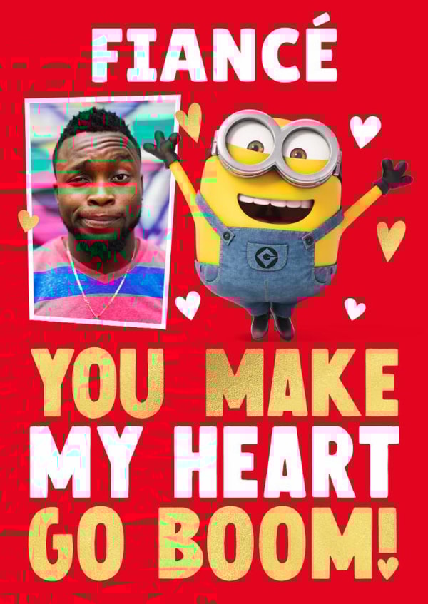Personalised Minions Valentine's Day Photo Card for Fiancé - Boom! created by Danilo