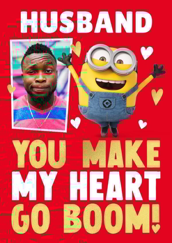 Personalised Minions Valentine's Day Photo Card for Husband - Boom! created by Danilo