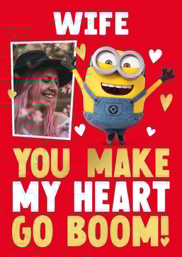 Personalised Minions Valentine's Day Photo Card for Wife - Boom! created by Danilo