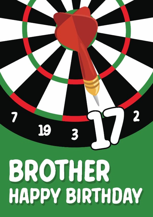 Classic 17th Birthday Card - For Brother - Dart Board created by Quinton cards