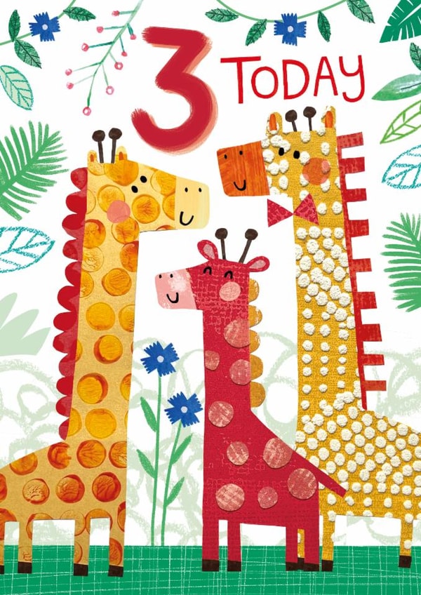 Cute Birthday Card - 3rd Birthday - Giraffes created by Lindsey Sagar
