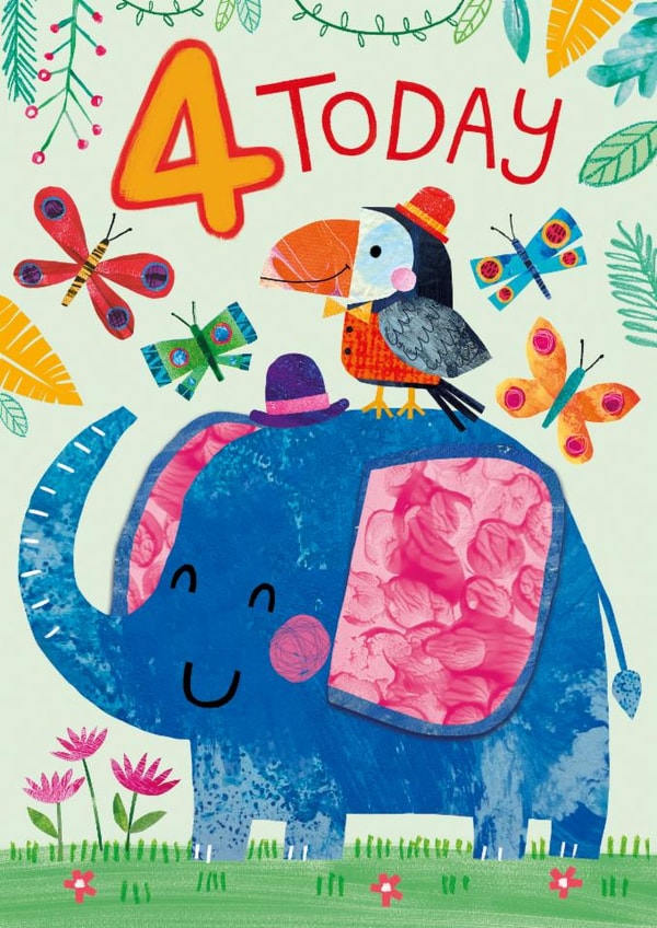 Cute Birthday Card - 4th Birthday - Elephant created by Lindsey Sagar