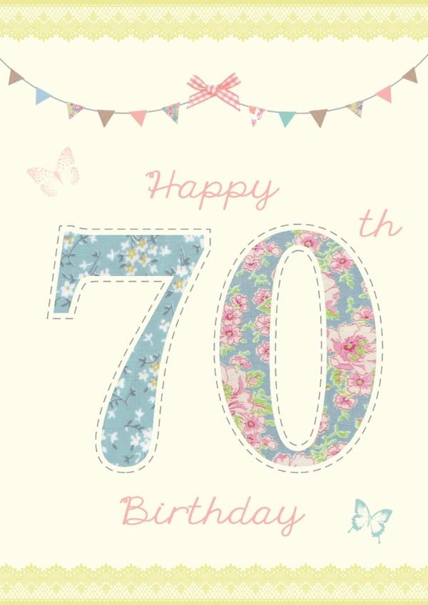 Pretty 70th Birthday Card for her created by Rankidoodle