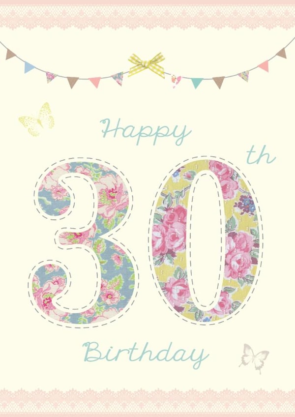 Pretty 30th Birthday Card for her created by Rankidoodle