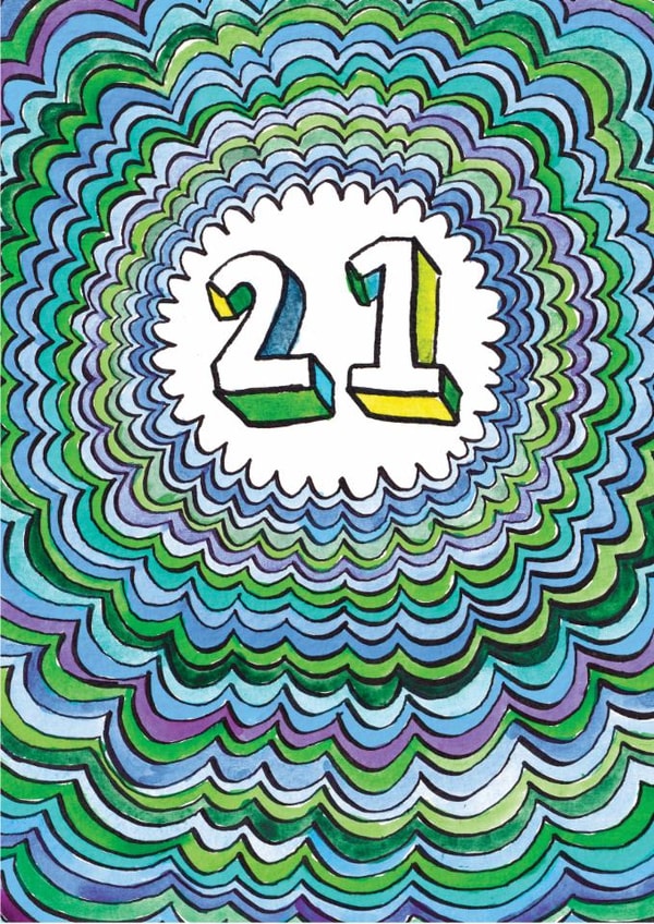 Classic Birthday Card - 21st - Colourful Wavy Pattern created by Jelly Armchair