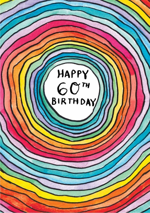 Classic Birthday Card - 60th - Rainbow Circles created by Jelly Armchair