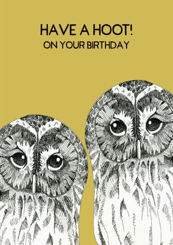 Cute Birthday Card - Have A Hoot! - Owls created by Perkins & Morley