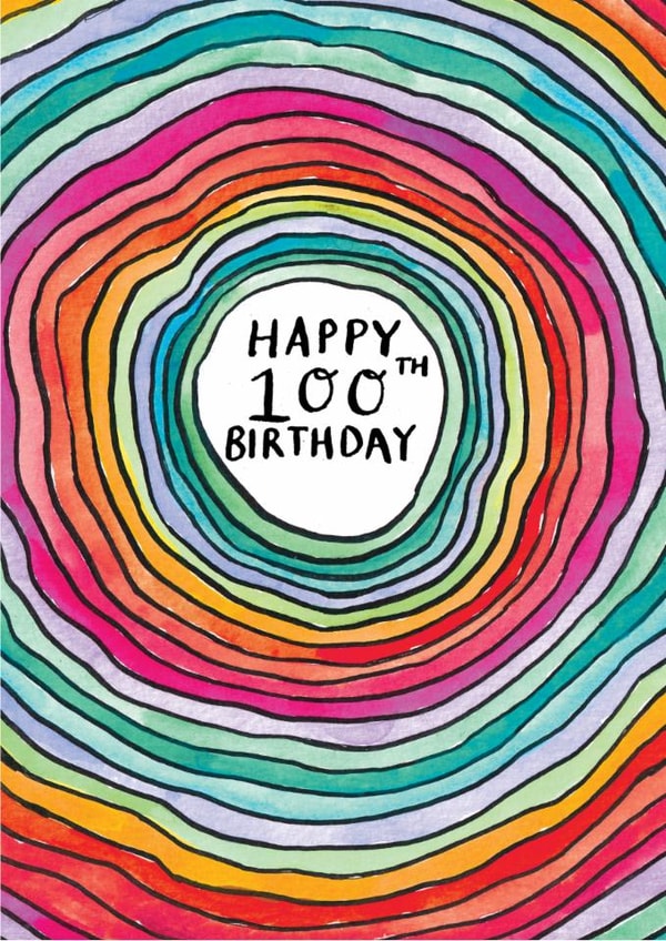 Classic Birthday Card - 100th - Rainbow Cirlces created by Jelly Armchair